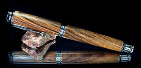 Handturned Omega rollerball pen in Tambootie wood body and Chrome fittings