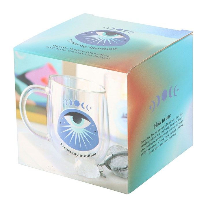 Thumbnail: Intuition Double Walled Glass Mug with Aura Crystal Tea Infuser