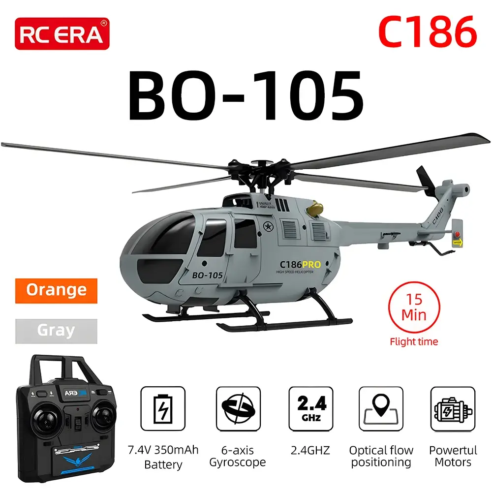 RC ERA BO-105 Helicopter 1:48 4CH 15min Flight  C186 RC Aircraft