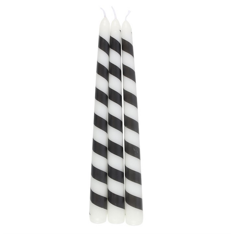 Thumbnail: Set of 3 Black Candy Cane Taper Candles