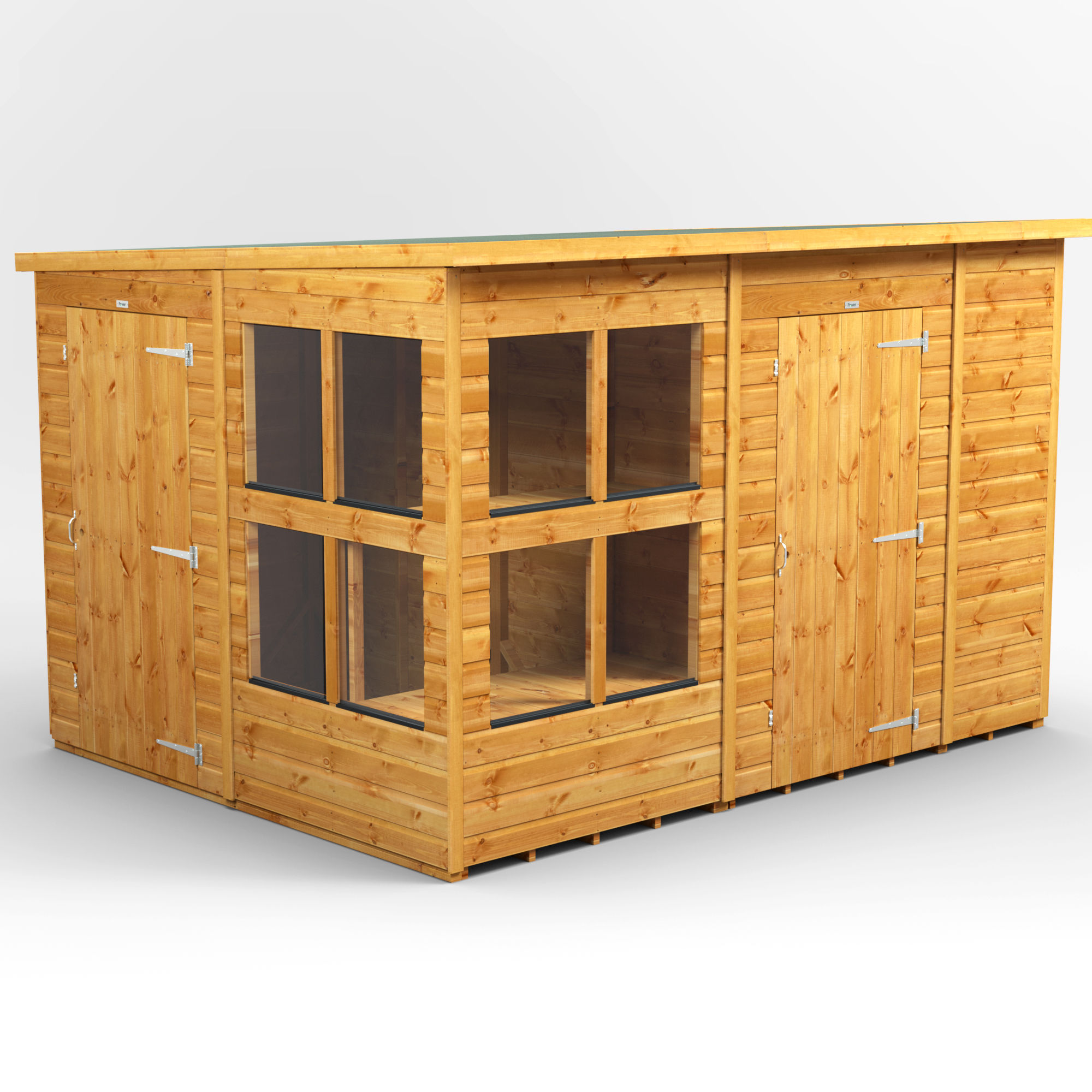 10x8 Power Pent Potting Shed Combi including 6ft Side Store