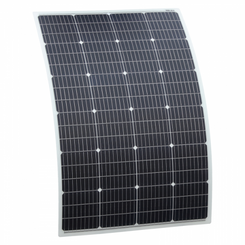 150W semi-flexible fibreglass solar panel with a round rear junction box and 3m