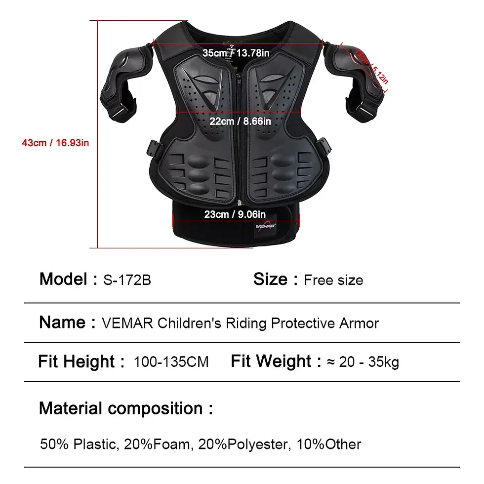 Thumbnail: VEMAR Motorcycle Vest Back Chest Protector Children Skateboard Moto Protective