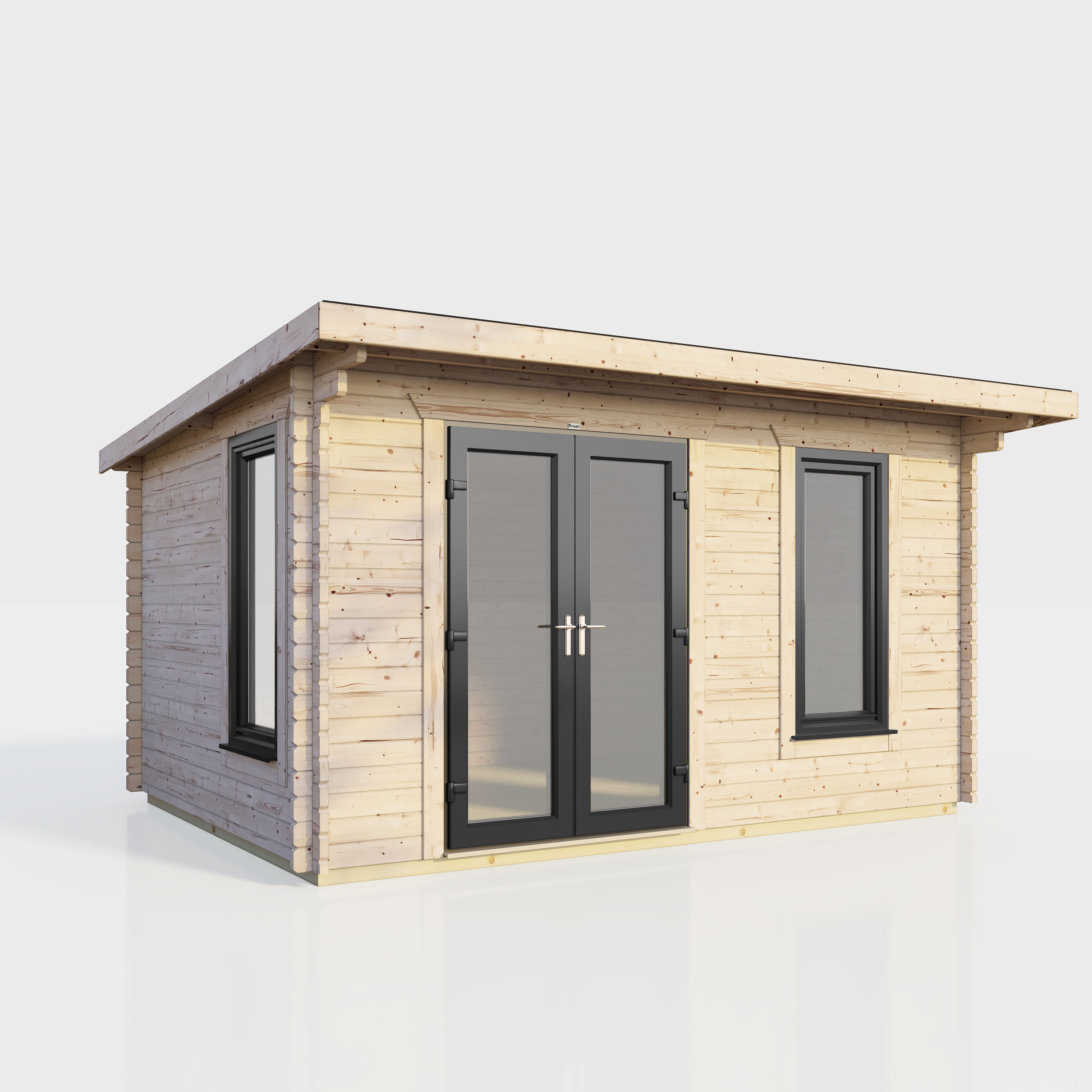 14x8 Power Pent Log Cabin, Doors to the Left