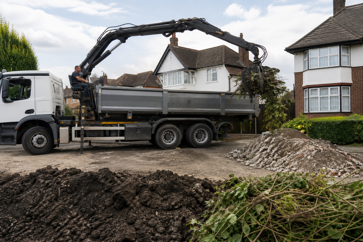 What Waste Can a Grab Lorry Take? A Romford Guide to Soil, Hardcore, Green Waste and Builder’s Waste