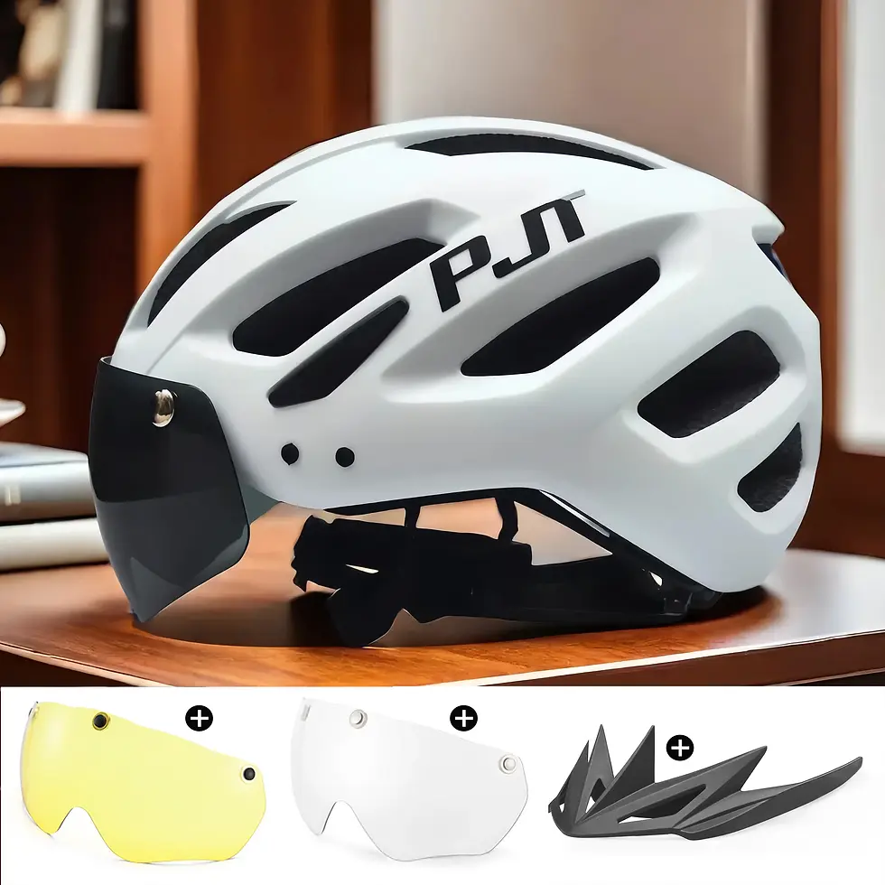 Thumbnail: PJT Adult Bike Helmet With Rechargeable LED Rear Light Dual Mode Goggle