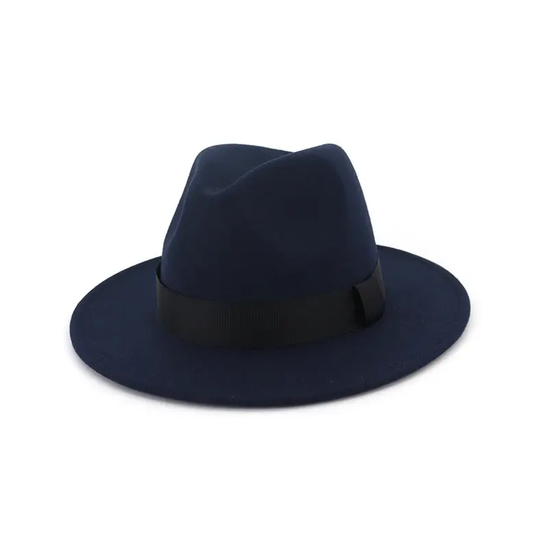 Thumbnail: New Vintage Fedora Men Wool Wide Brim Top Hat