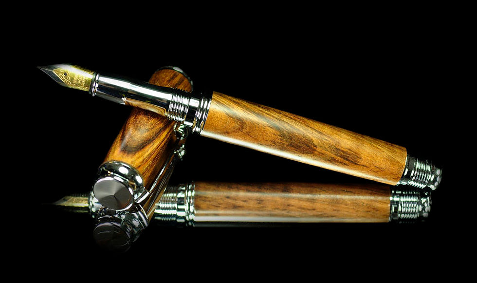Hand-turned fountain pen in Tamboti wood by Pittswood Pens in South Wales UK
