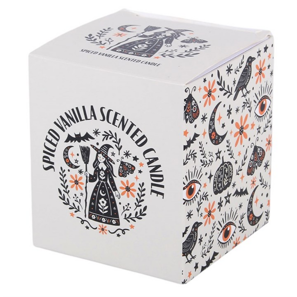 Thumbnail: Frightful Folk Print Spiced Vanilla Scented Candle