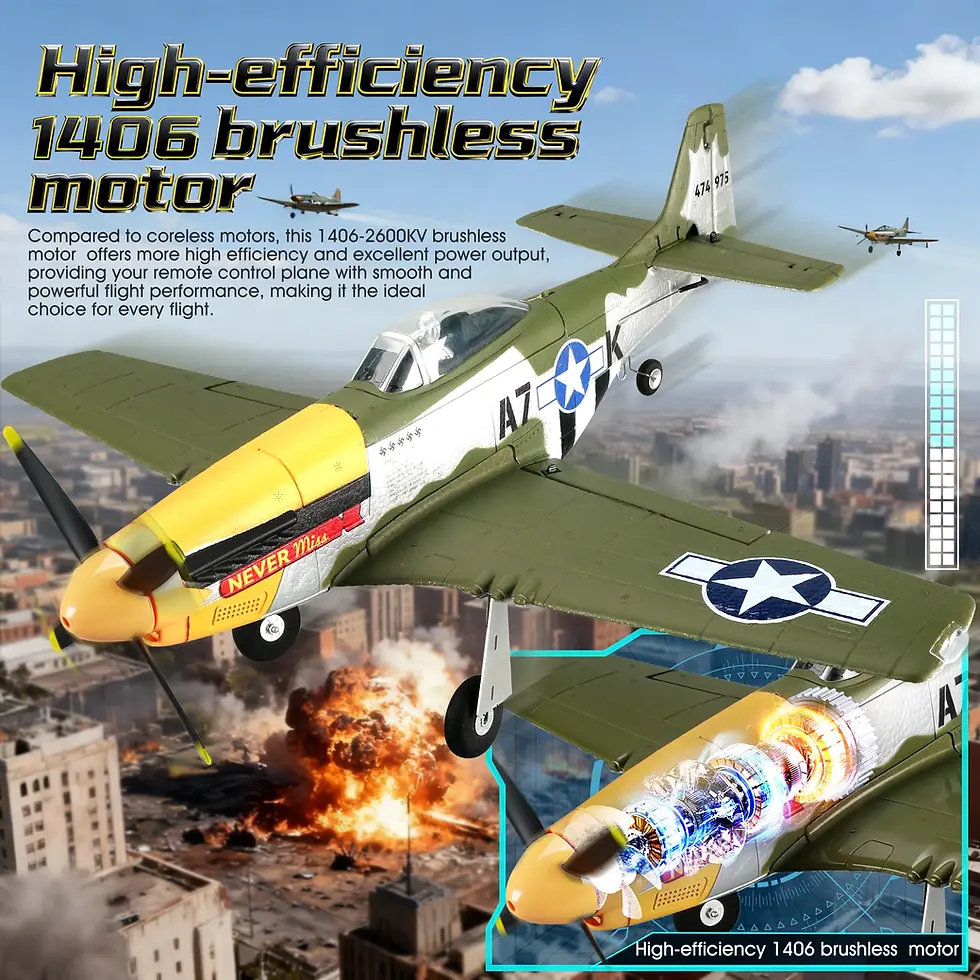 Thumbnail: 2026 5CH RC Plane 2.4G P51D Mustang Fixed Wing Aircraft 510mm Wingspan
