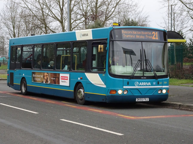 Seen both in Beechwood, Runcorn and in Chester on the last day prior to the route being altered no longier serving Chester is Wright Cadet VDLSB120 No: 2524 Reg: DK55 FXJ working service 21 between Halton Hospital and Chester.