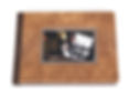 Chocolate leather & acrylic cover, moka leather back & spine ( debossing £20 )