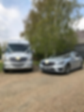 Mercedes executive car decorated for a wedding with Claydon Executive Travel branding