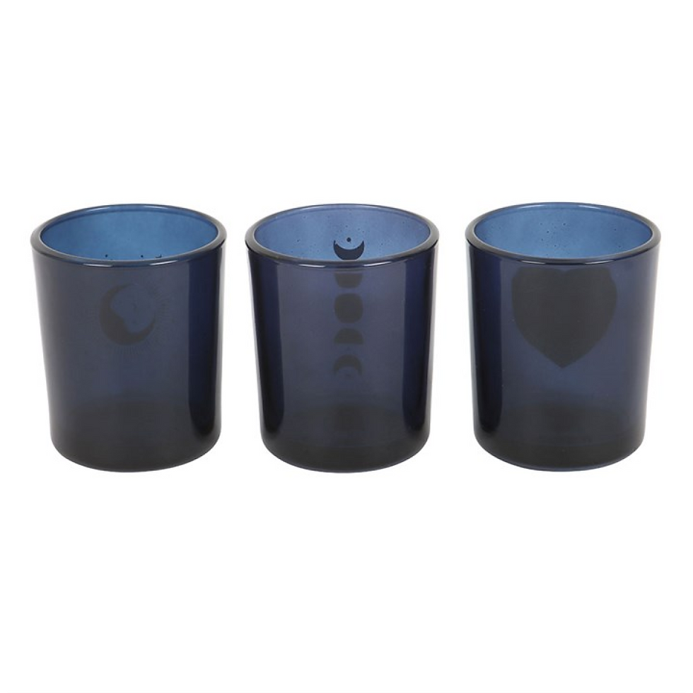 Thumbnail: Set of 3 Blue Moon Votive Candle Holders