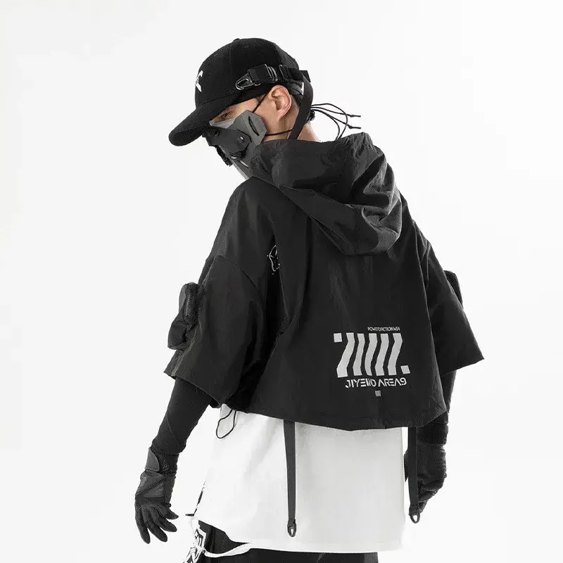 Thumbnail: 2023 Techwear Style Hip Hop Cropped Jacket Pullove