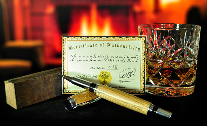 Handturned whisky wood pens by Pittswood Pens