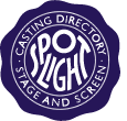Purple Spotlight Logo of with white text reading Spotlight casting directory stage and screen 
