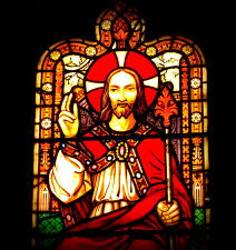 Stained glass window close up