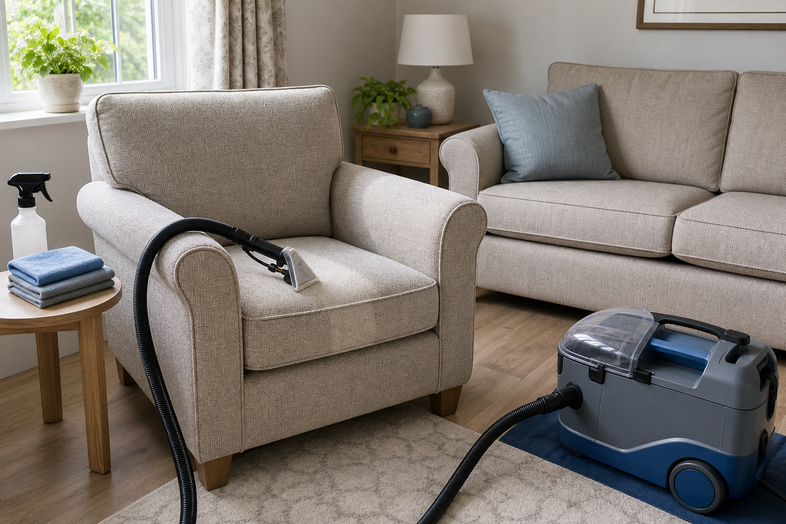 Upholstery cleaning with careful fabric care in Essex