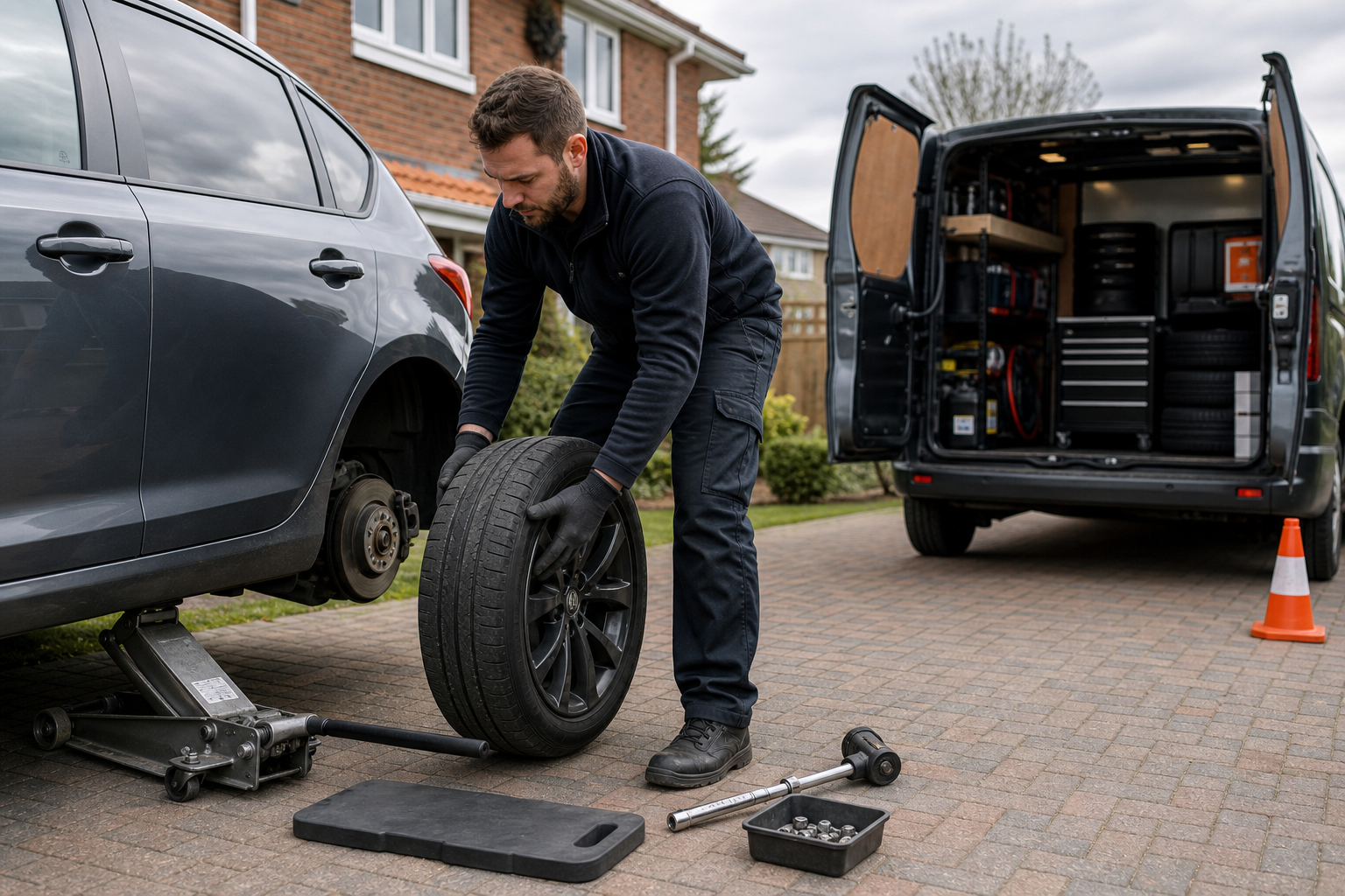 Mobile tyre fitting