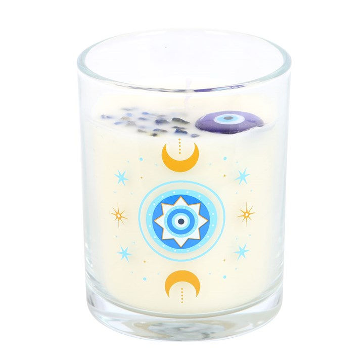 Thumbnail: Under Watchful Eyes White Rose Candle with Crystals