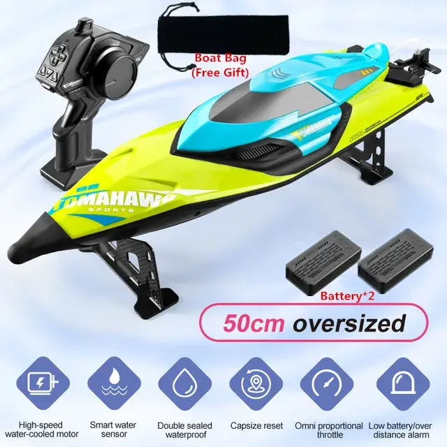 Thumbnail: 50CM Large Racing 70km/H High Speed RC Boat 2.4G 200M Capsized Reset Dual Wate
