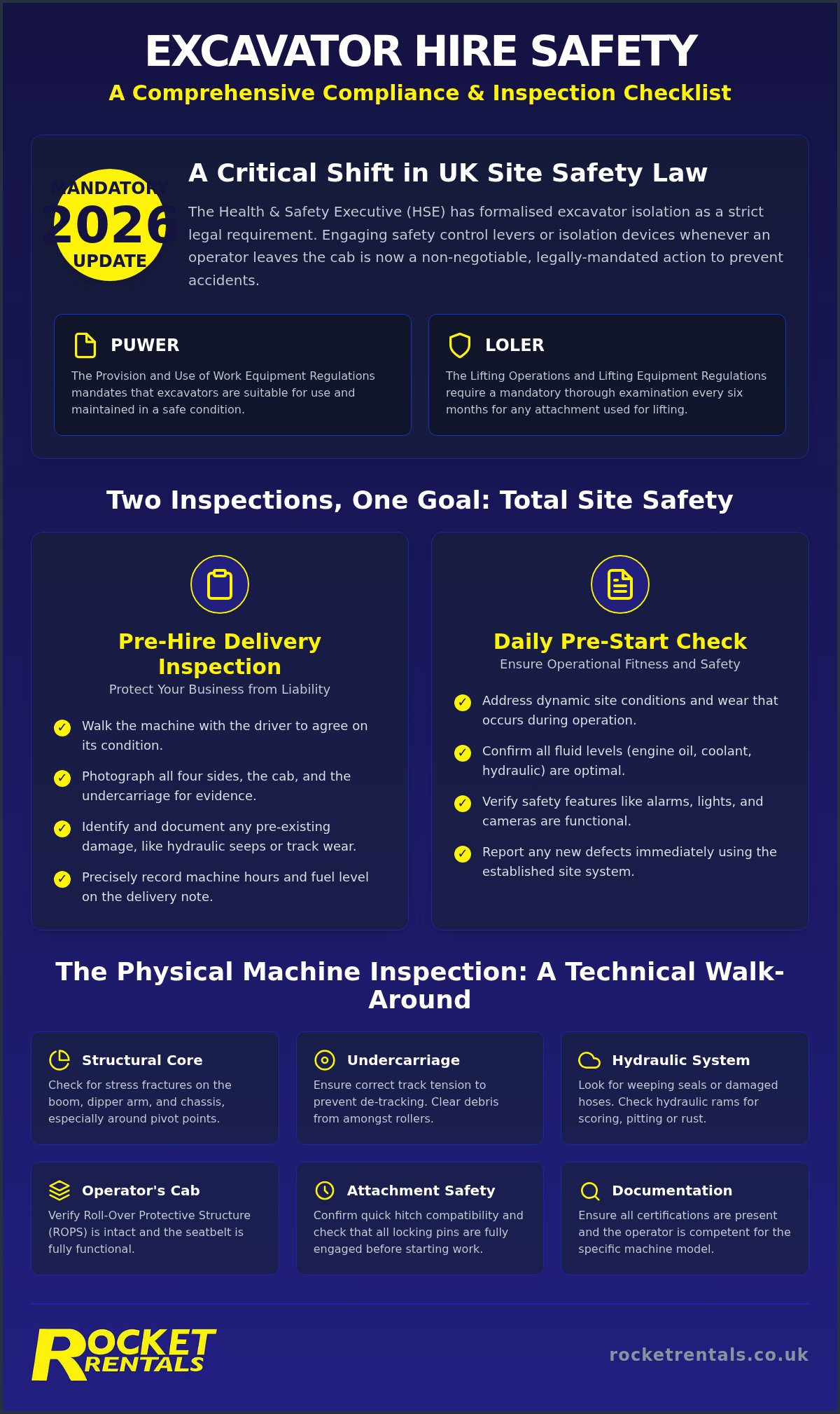 Excavator hire safety checklist