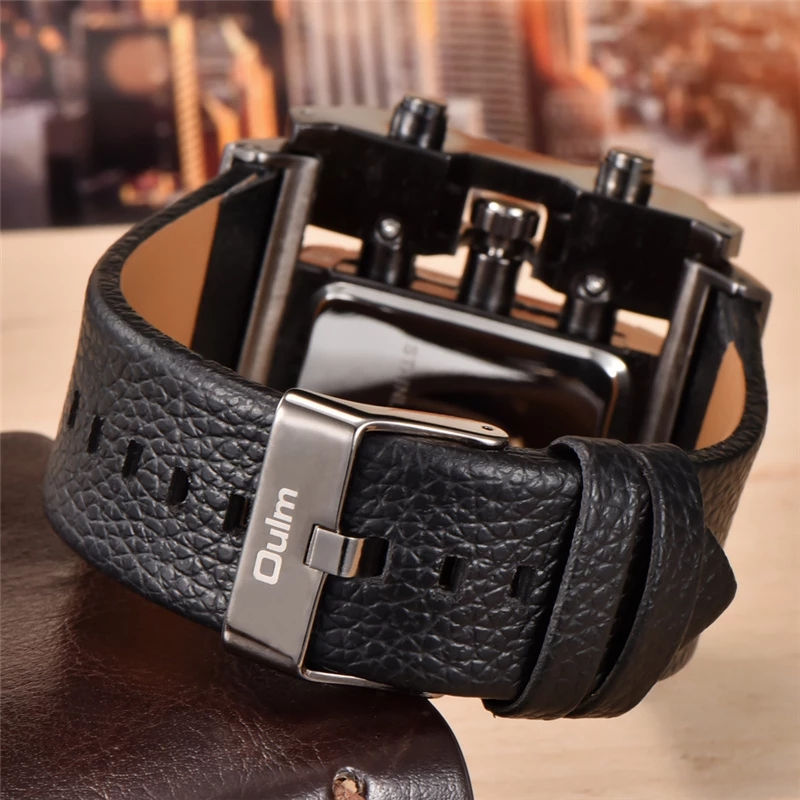 Thumbnail: Oulm 3364 Men Luxury Quartz Watches Relojes Montre Homme Rectangle New