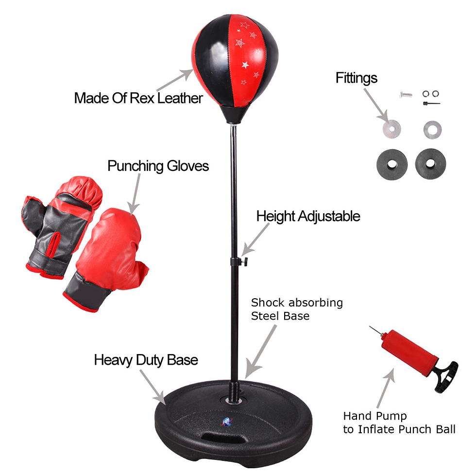 Thumbnail: CHILDREN KIDS JUNIOR BOXING PUNCH BALL BAG FREE STANDING SET with MITTS GLOVES