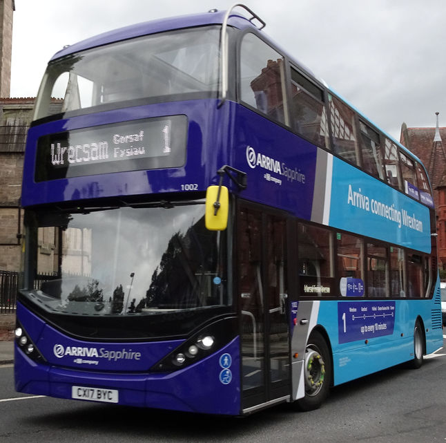 Newly delivered ADL Enviro400 City for Arriva Wales Reg: CX17 BYC No: 1002 seen in Chester today looking very smart working service 1 to Wrexham.