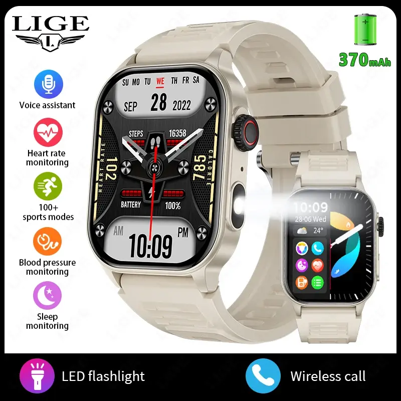 Thumbnail: LIGE Smart Watch for Men Bluetooth Call Custom Watch Dial Sport Fitness