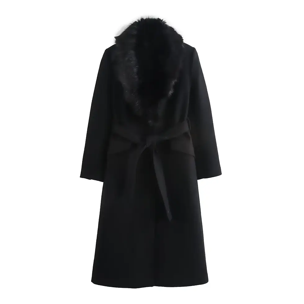 Thumbnail: PB&ZA Women 2024 Autumn New Fashion Fur Collar Coat Vintage Long