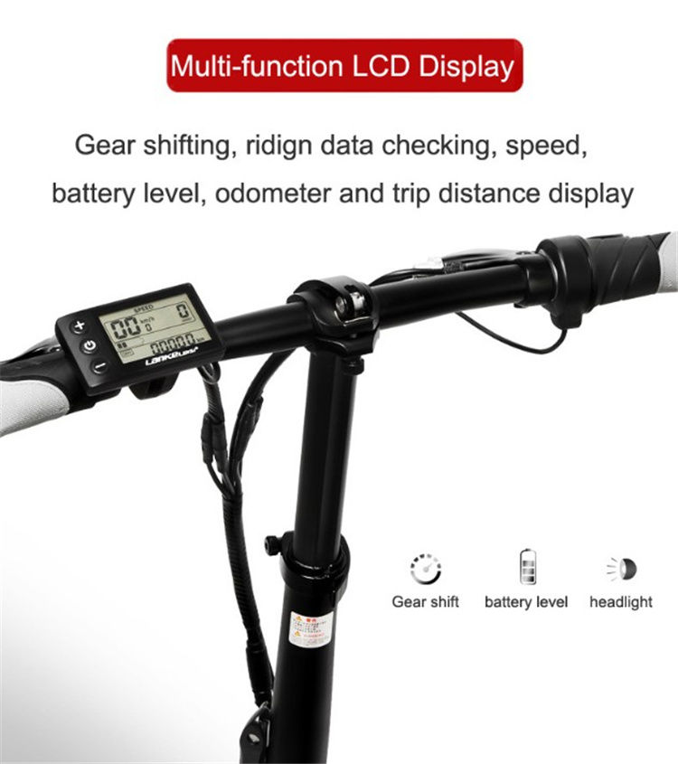 Thumbnail: LANKELEISI G100 Mini Electric Bicycle Aluminum Alloy Frame 400w 36v 8.7a