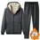 Thumbnail: Winter Men Set Warm Thick Hooded Jacket+Pants 2PC Sets Men Lamb Cashm