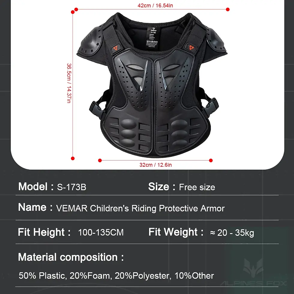 Thumbnail: Children Motorcycle Riding Body Armor Vest Kids Motocross Back Chest