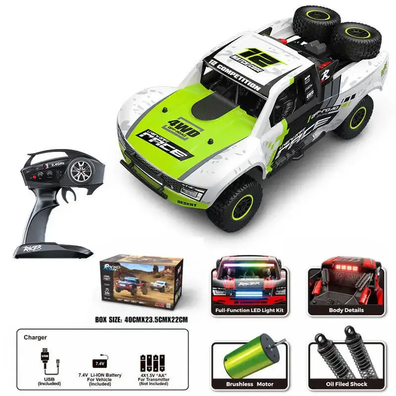 Thumbnail: In Stock Huangbo Rd1201 Full Scale 1:12 4wd Drift Short Card 2.4g Brushe