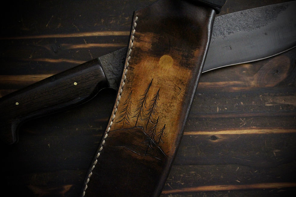 Thumbnail: Large Kukri Style Blade With Leather Sheath