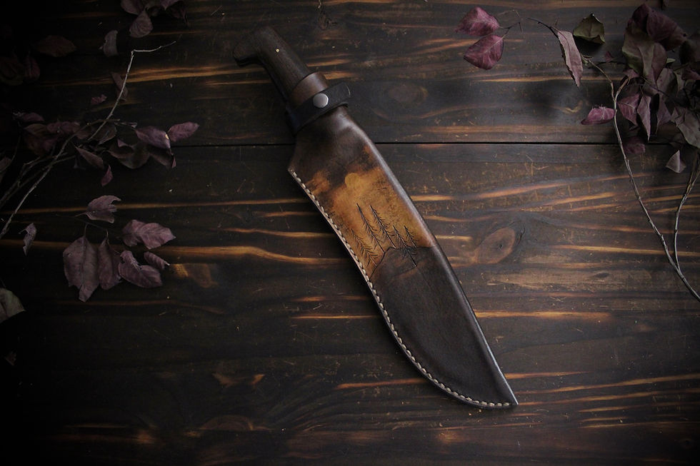Thumbnail: Large Kukri Style Blade With Leather Sheath