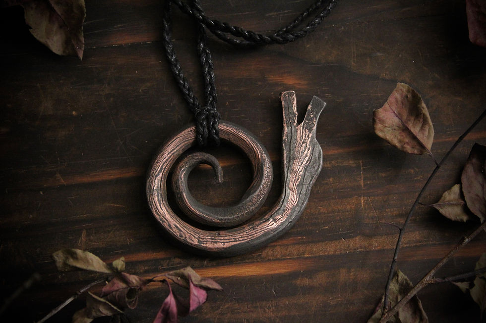 Thumbnail: Large Damascus Hand Forged Dragon Pendant
