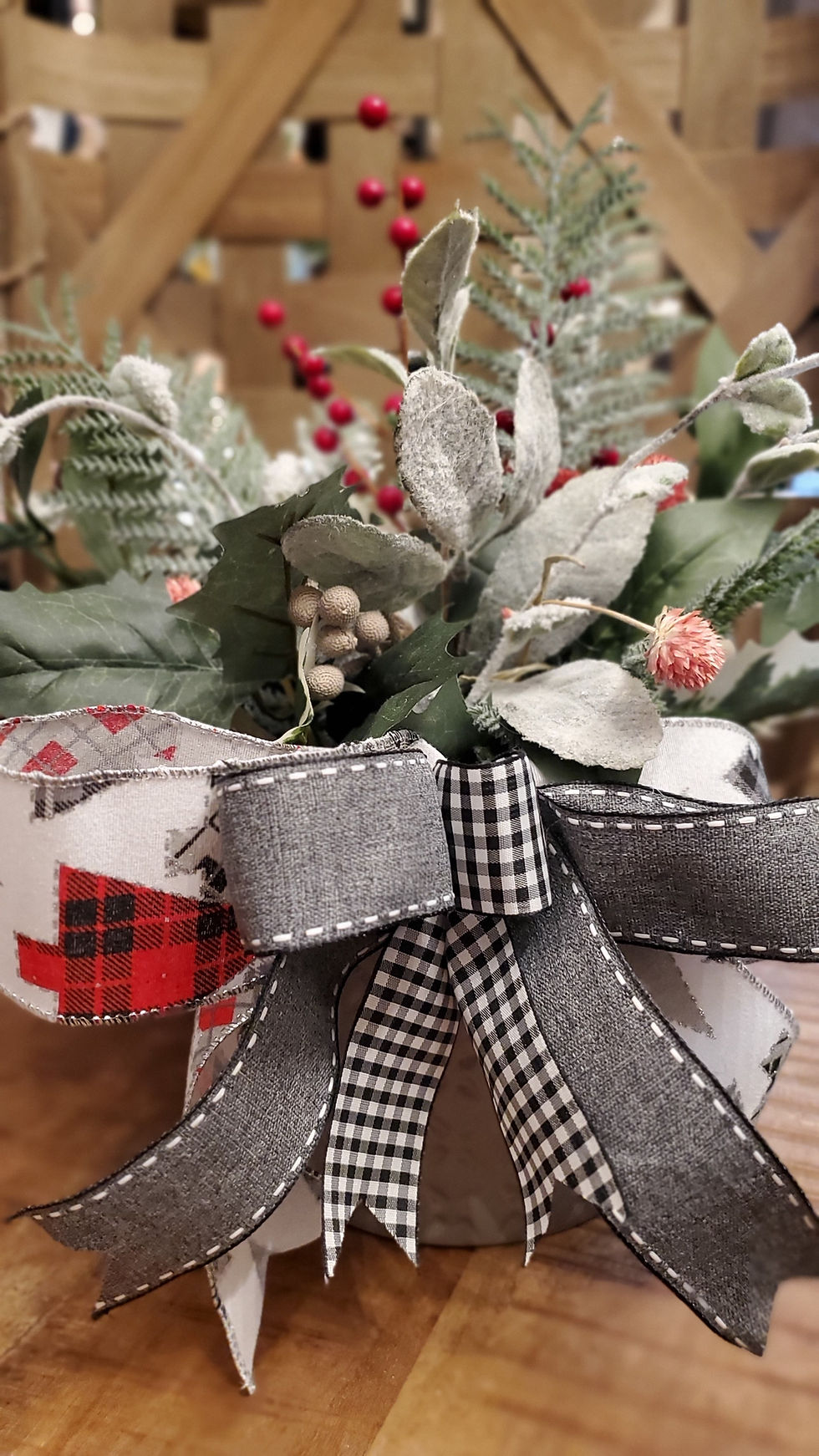 Thumbnail: Christmas Greenery Arrangement Side View