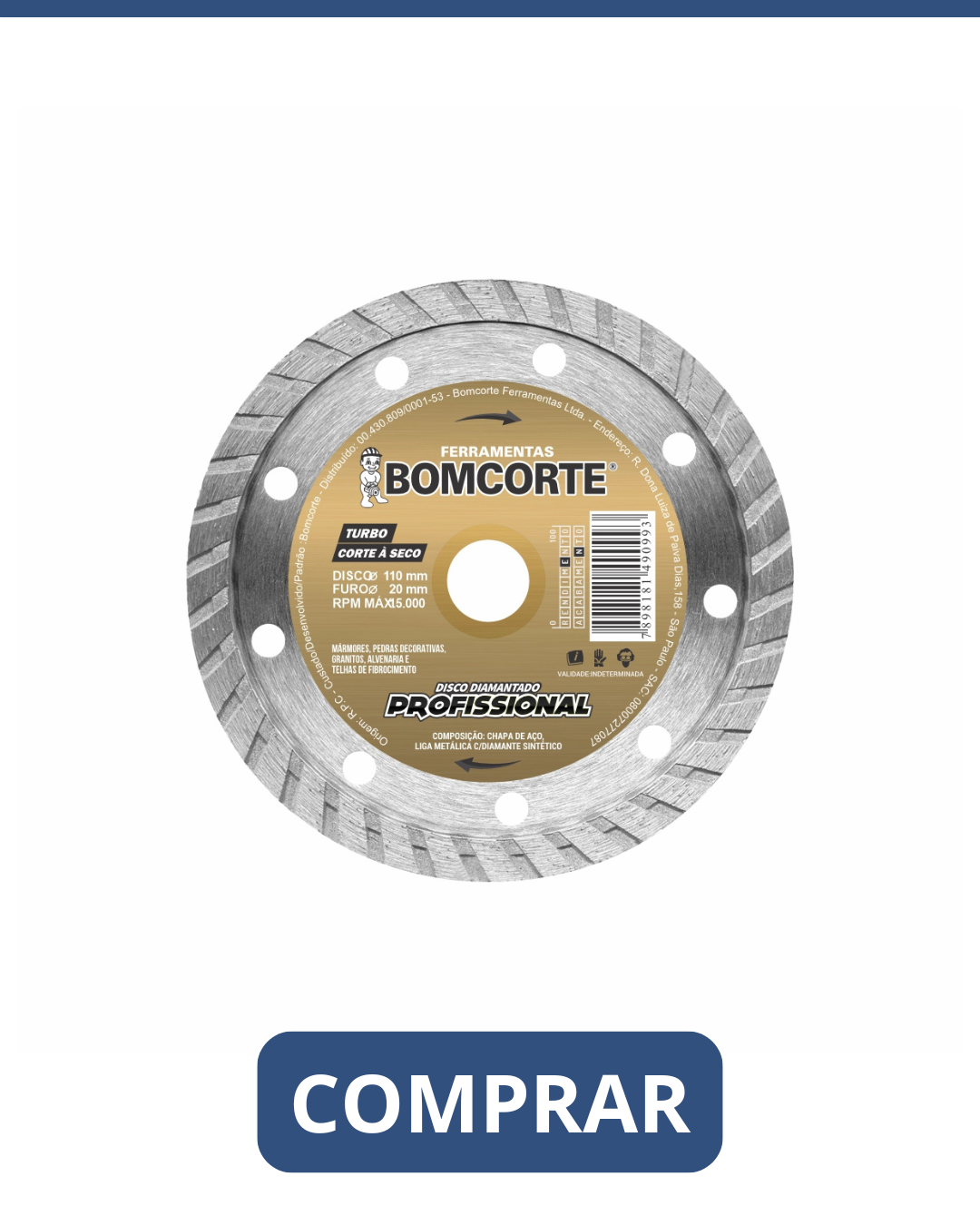 Disco de Corte Diamantado Turbo