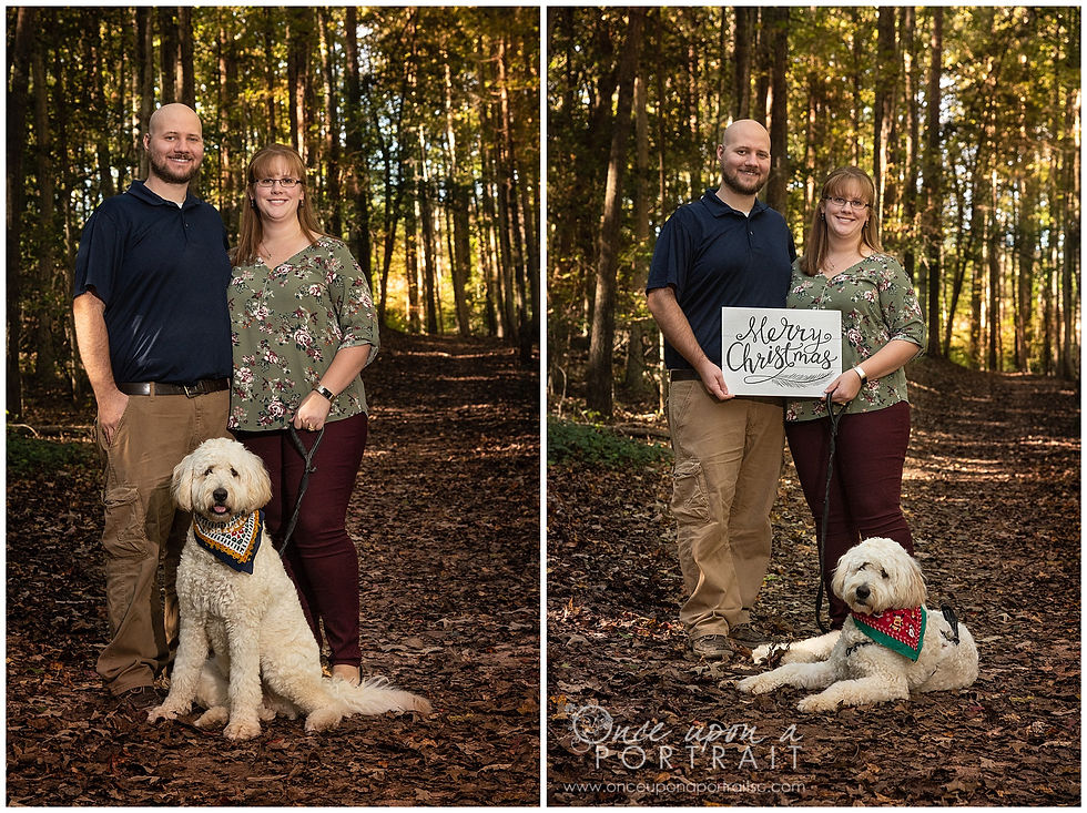 Furman University family photos dog pet fall woods Christmas