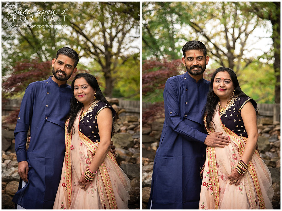 Hindu baby shower portraits mother father mom dad husband wife expecting pregnant