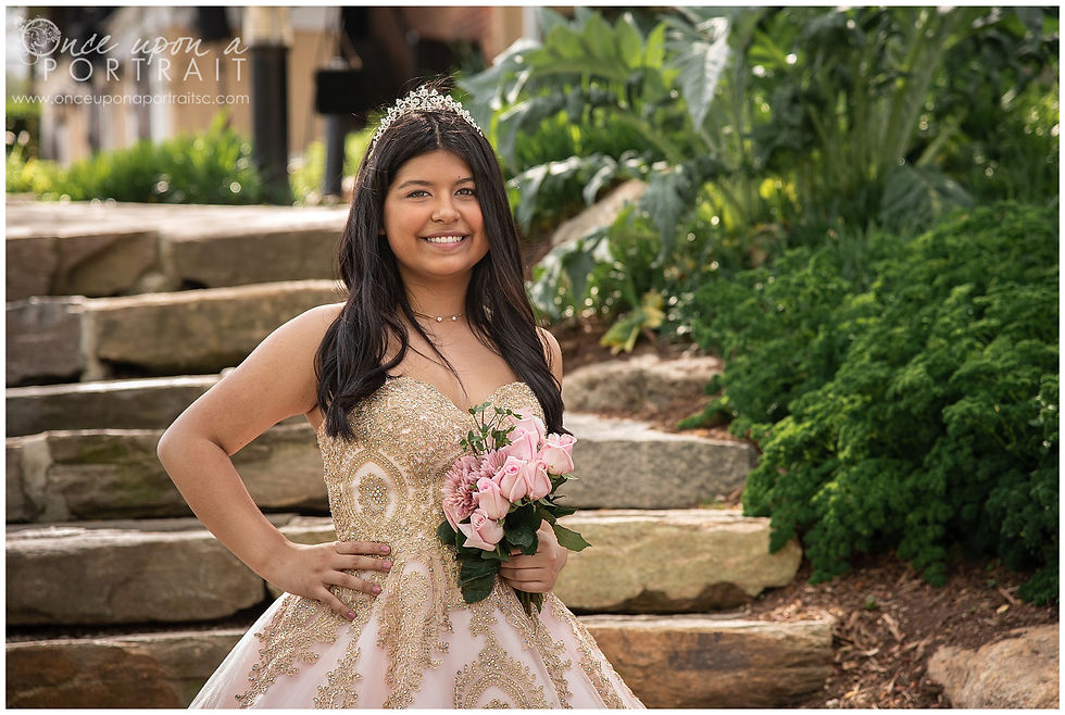 Falls Park Quinceañera 15 sweet sixteen 16 princess ballgown bouquet tiara