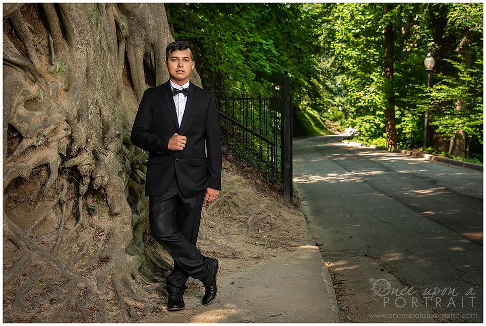 Hillcrest High School senior Falls Park Greenville outdoor roots suit jacket