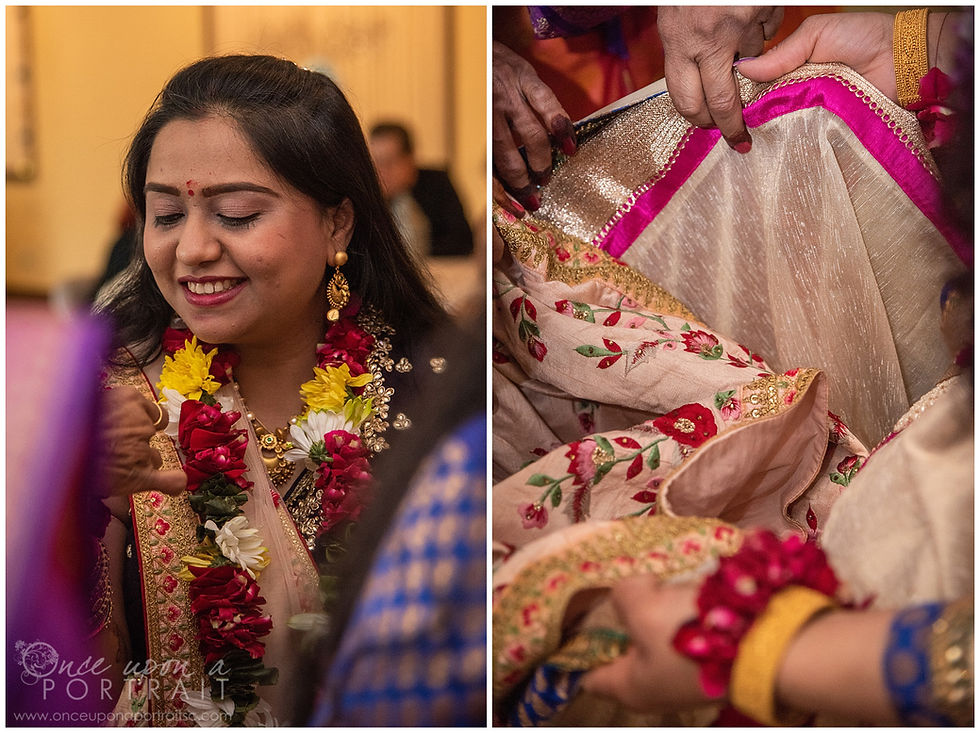 Hindu baby shower ceremony parents mother details saree