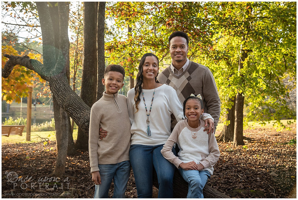 Furman University family portraits outdoors fall autumn leaves kids children