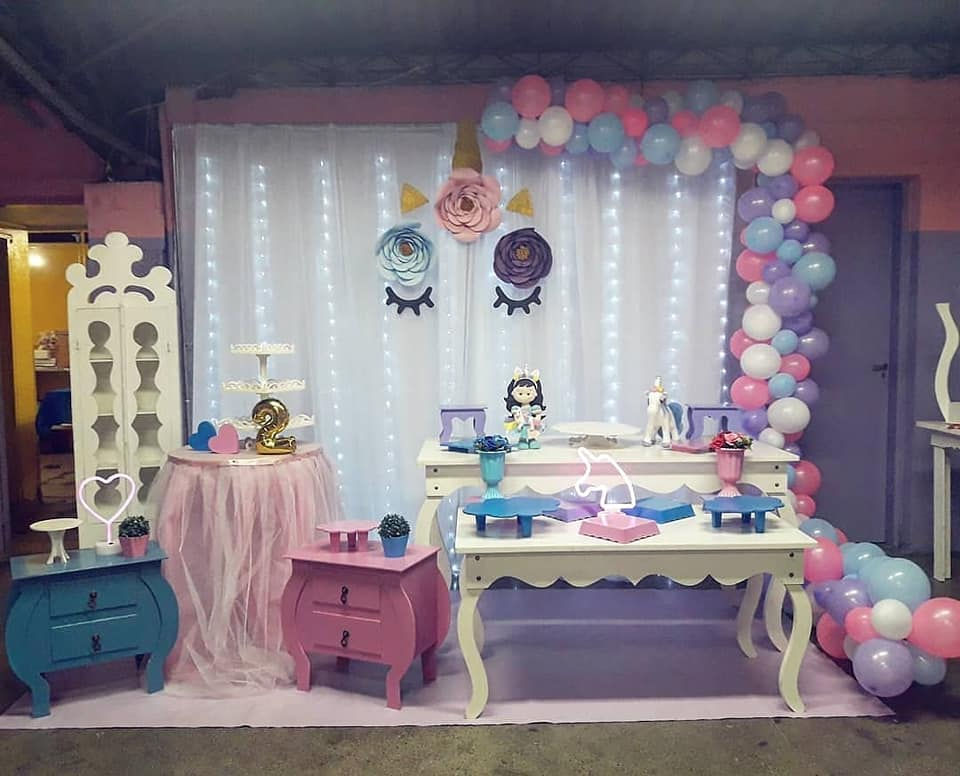 decoração com o tema Unicórnio