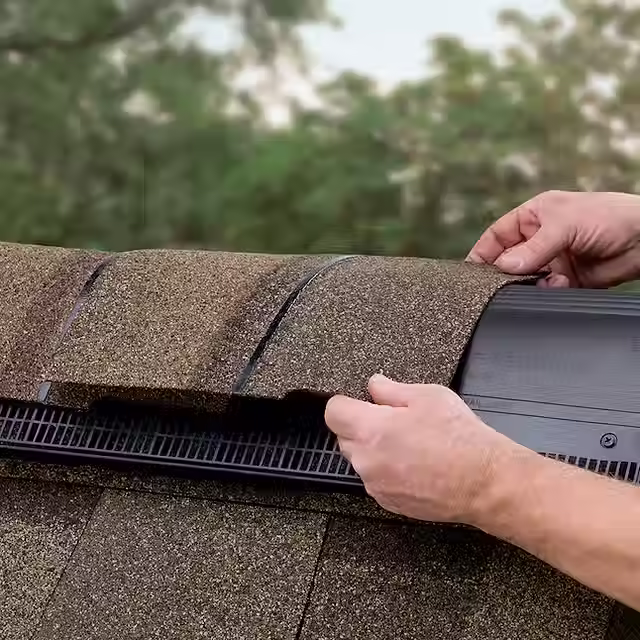hip and ridge caps on a roof vent