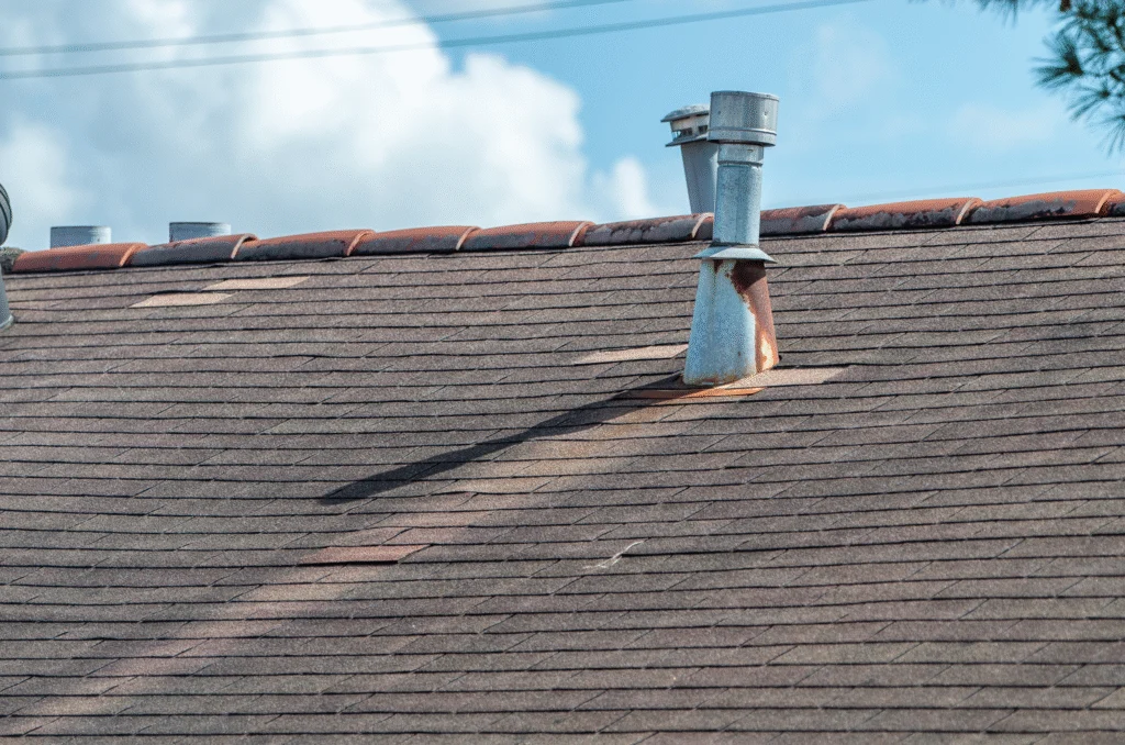 streaking and algae growth on a shingle roof in houston texas